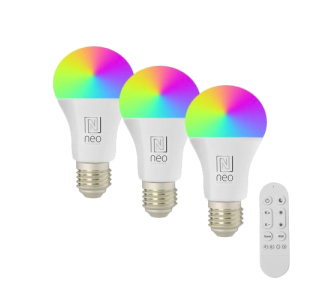 Immax NEO LITE Smart 3x žiarovka LED E27 11W RGB + CCT farebná a biela, stmievateľná, WiFi, Beacon, diaľkové ovládanie